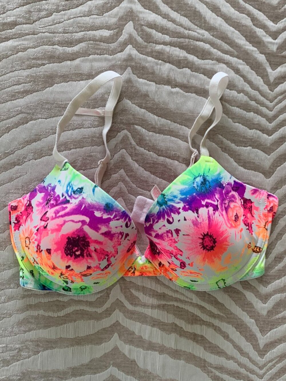 Festival Fashion Multi-Colored  Floral Vibrant Colored Push-Up Bra
